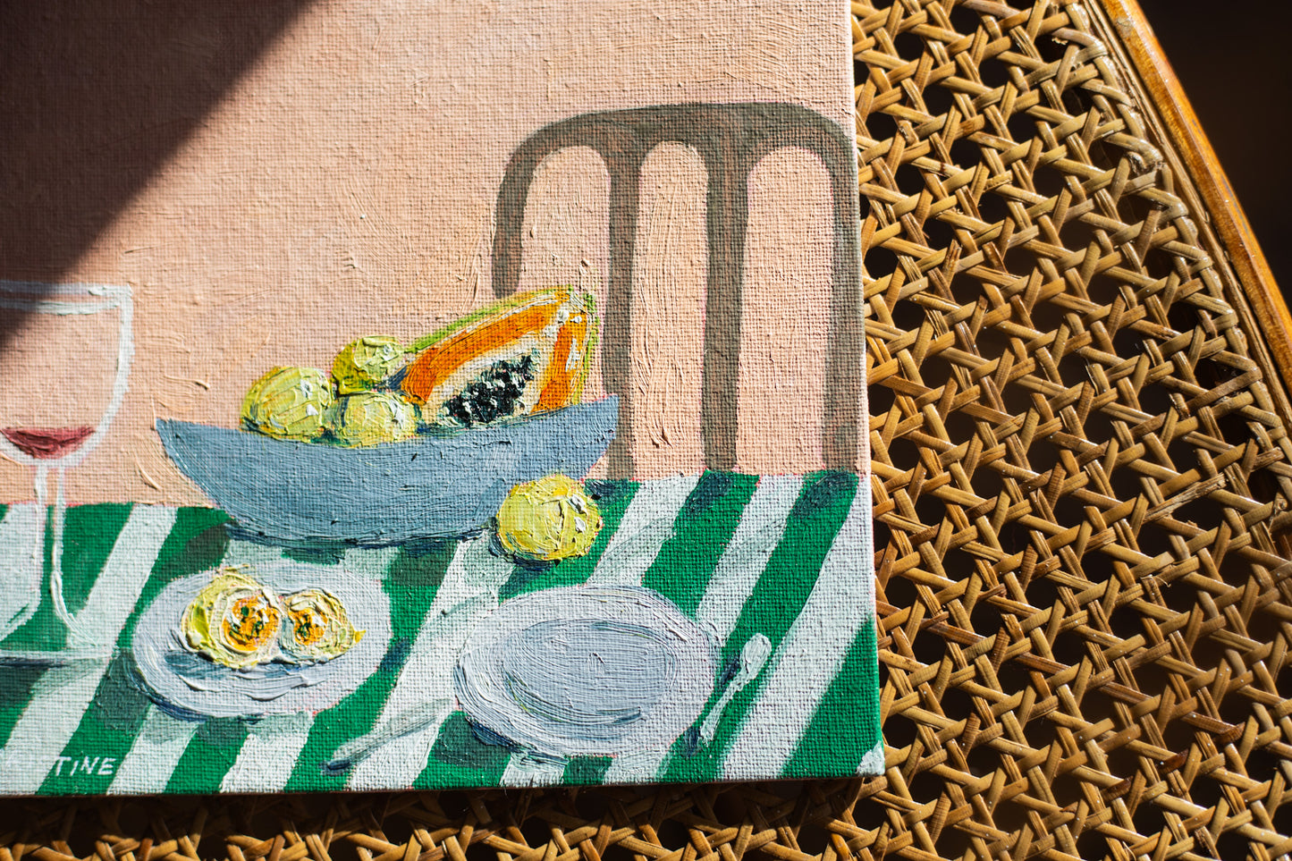 Guavas and a Papaya, Oil Painting by E. Christine