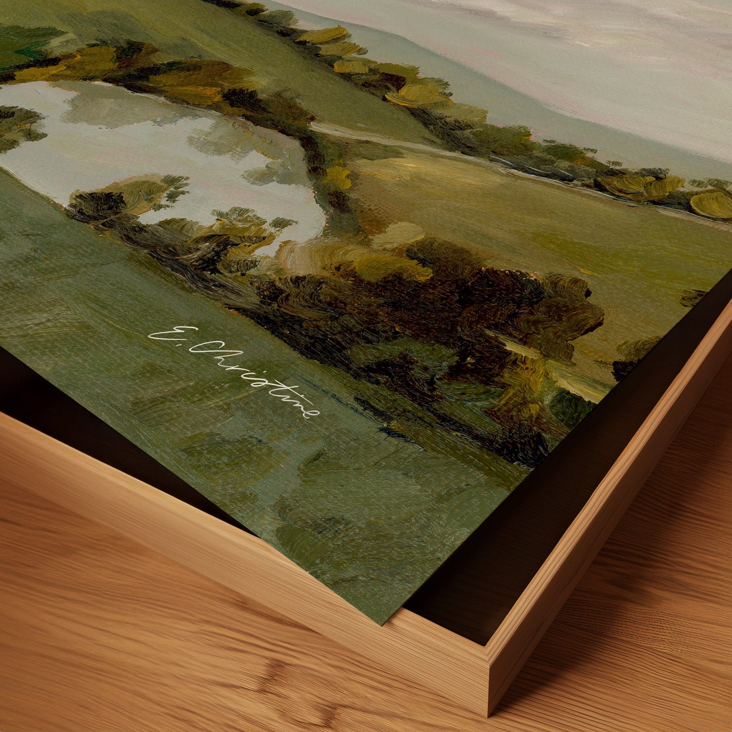 The Pond, Oil Painting by E. Christine | Fine Art Print