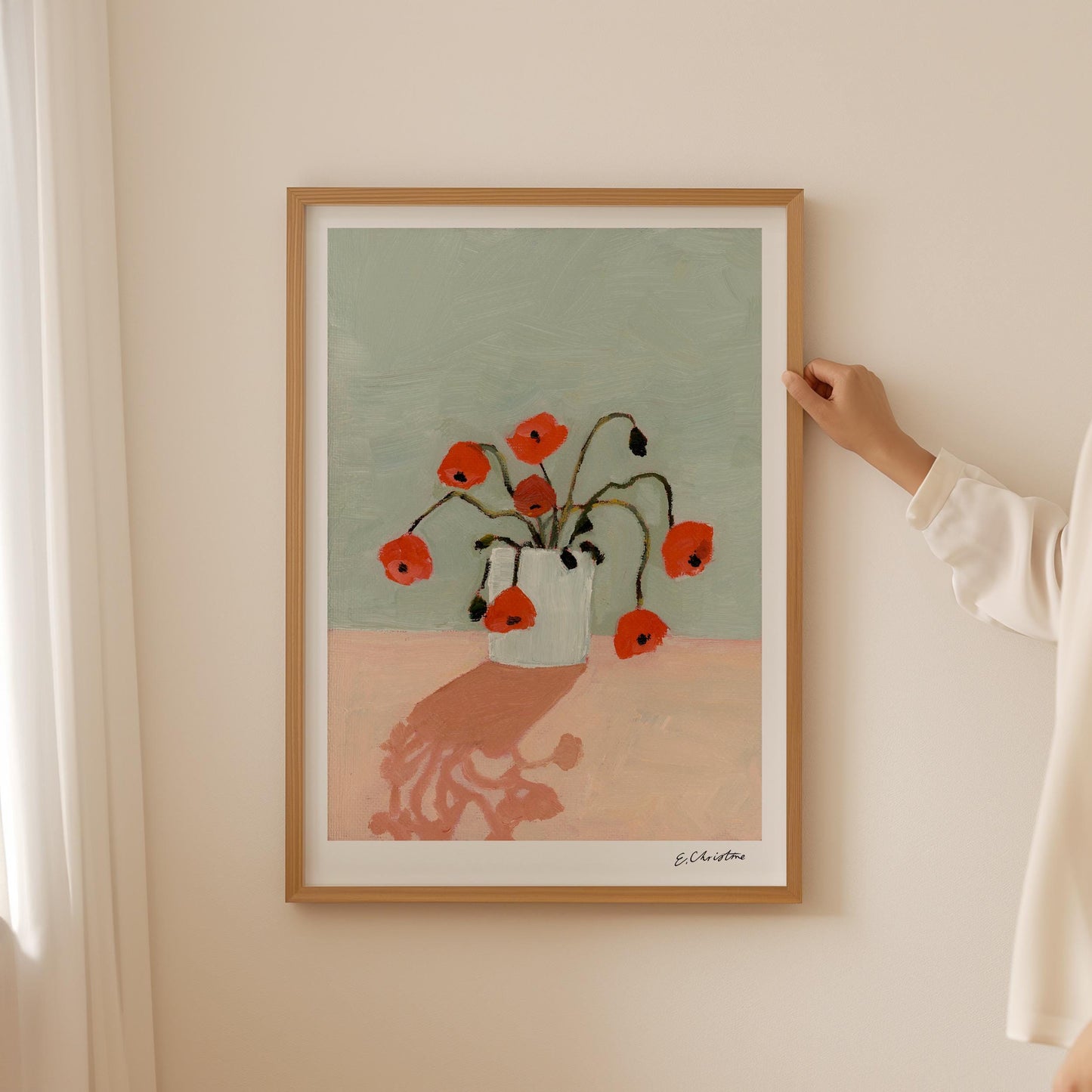 Poppies, Oil Floral Painting by E. Christine | Fine Art Print